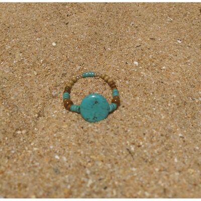 Women's bracelet in wood and turquoise stone