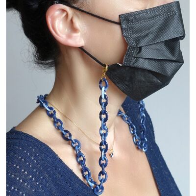 Vanessa blue gradient mask/glasses chain