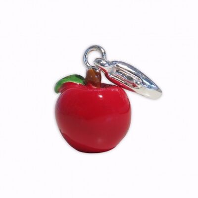Silver Red Apple Charm