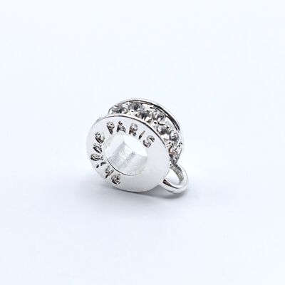 Silver and crystal ring