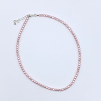 Collier perles rose argenté 2