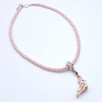 Collier perles rose argenté 3