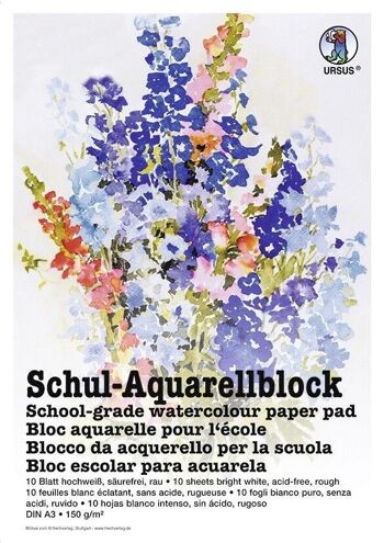 Bloc aquarelle scolaire, DIN A3 4