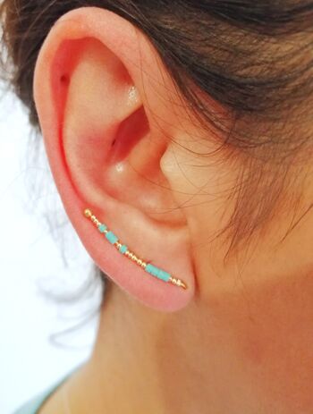 Boucles d'oreilles contours lobes Andréa turquoise 2