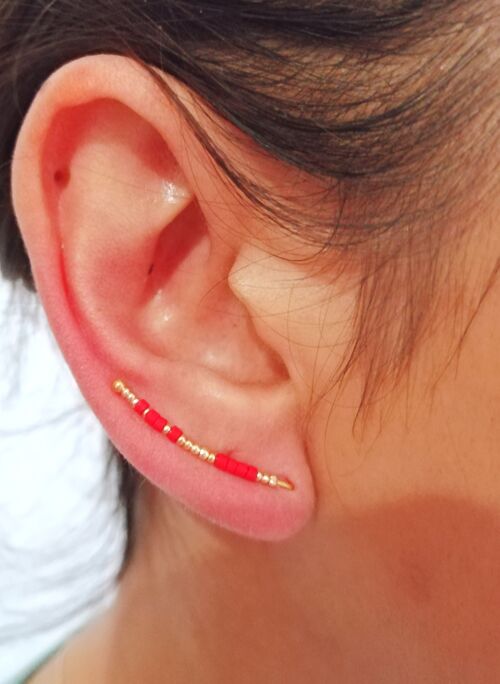 Boucles d'oreilles contours lobes Andréa rouges