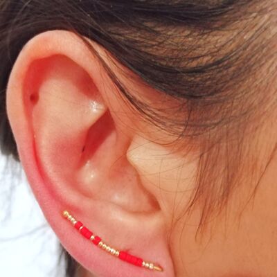 Boucles d'oreilles contours lobes Andréa rouges