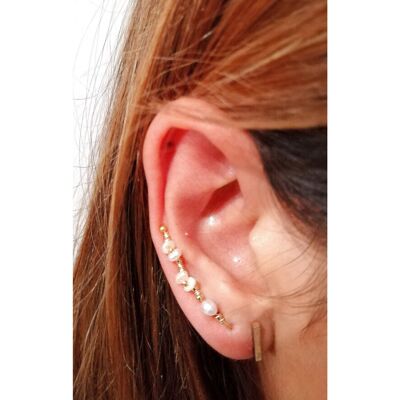 Bella cultured pearl lobe contour earrings