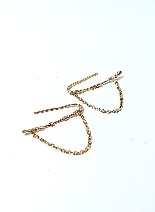 Boucles d'oreilles contours lobes Oria chaînette