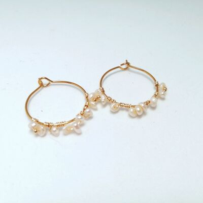 Mini hoop earrings Angel cultured pearls