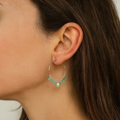 Pendientes mini aro Paloma turquesa facetas bohemia