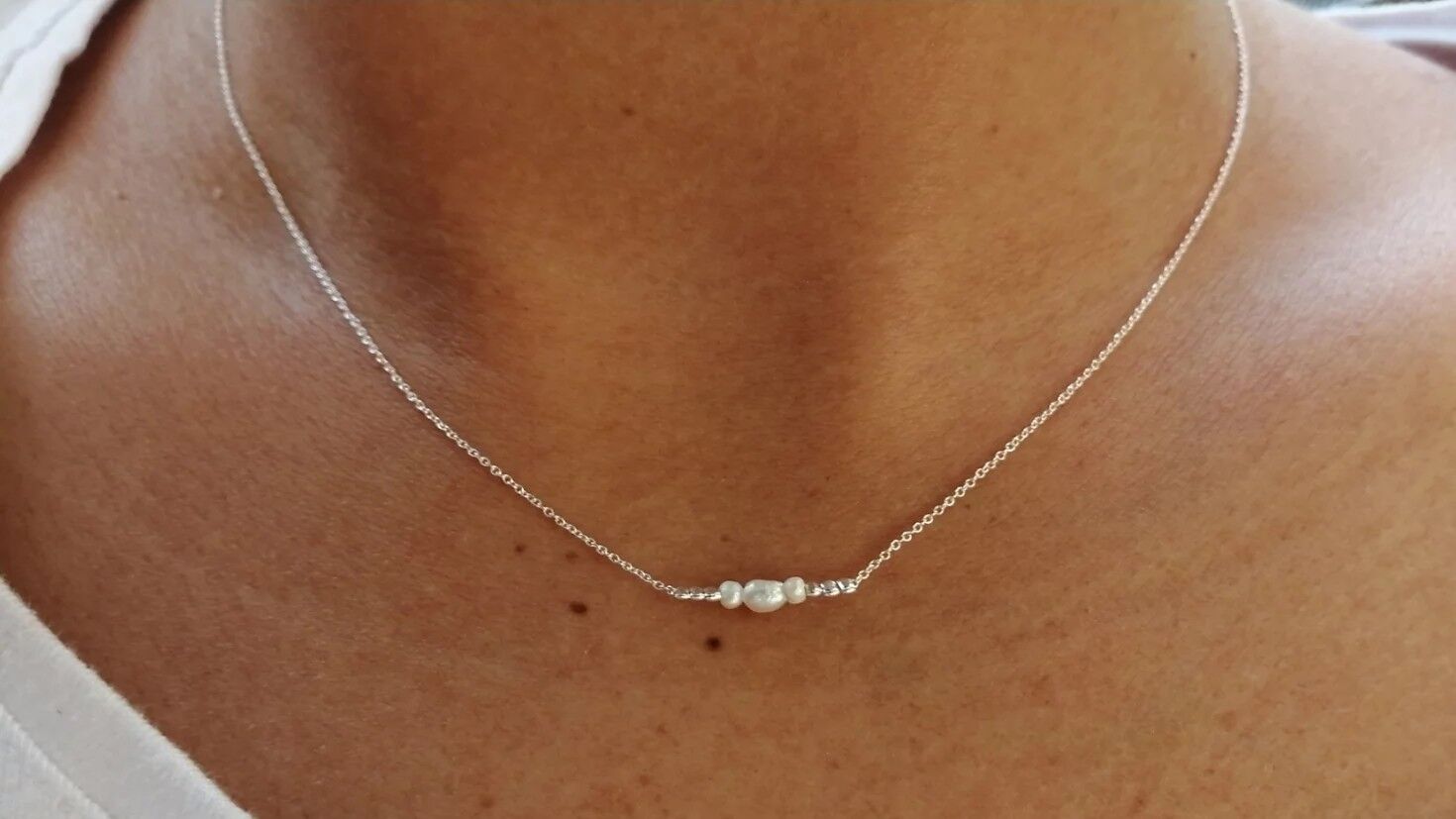 Collana minimalista Alma in argento e perle coltivate