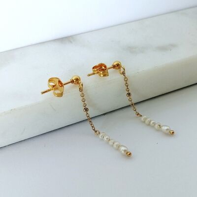 Aurore-Ohrringe aus Gold und Zuchtperlen