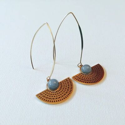 Siam blue agate earrings