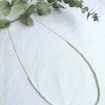 Charline minimalist necklace in almond green and gold