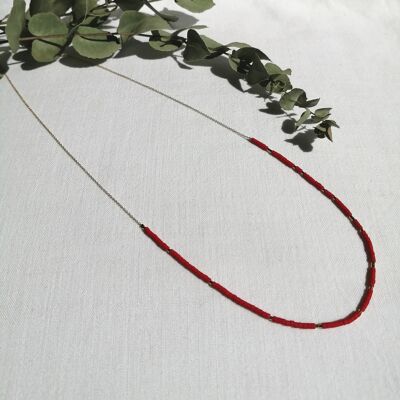 Collier minimaliste Charline rouge et or