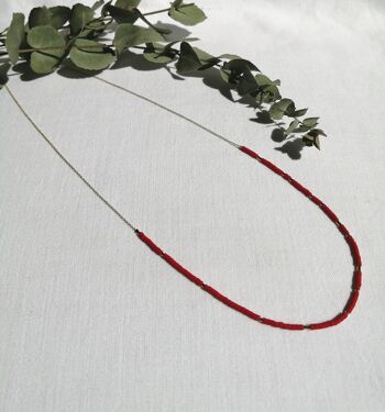 Collier minimaliste Charline rouge et or 1