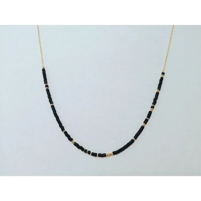 Charline minimalistische Halskette in Schwarz und Gold