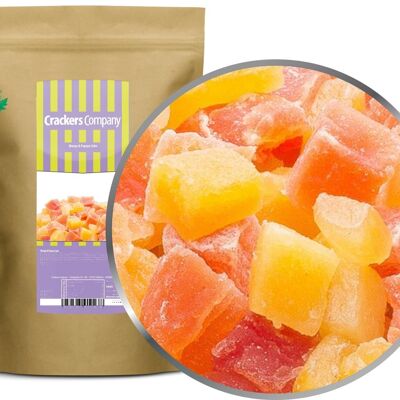 Cubo di mango e papaia. PU con 8 pezzi e 600 g di contenuto per pezzo