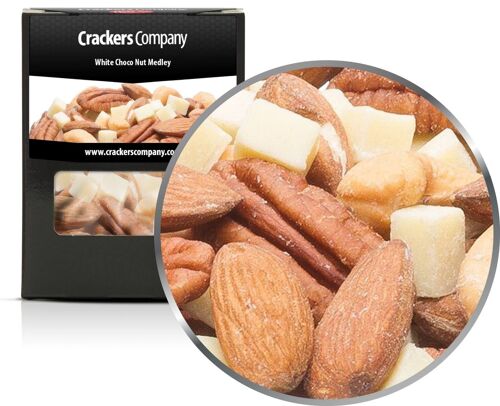 White Choco Nut Medley. VPE mit 32 Stk. u. 80g Inhalt je Stk