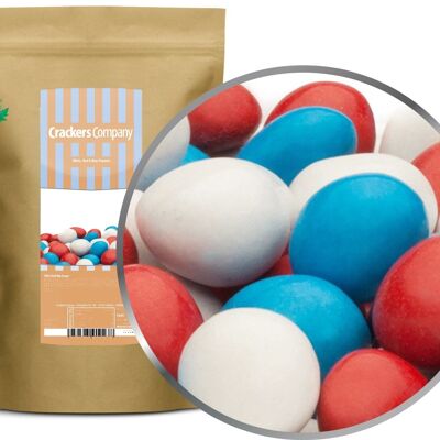 White, Red & Blue Peanuts. PU with 8 pieces and 750g content each