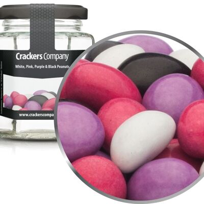 White, Pink, Purple & Black Peanuts. PU with 25 pieces and 110g