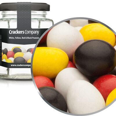 White, Yellow, Red & Black Peanuts. PU with 25 pieces and 110g