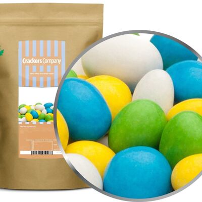 White, Yellow, Green & Blue Peanuts. PU with 8 pieces and 750g