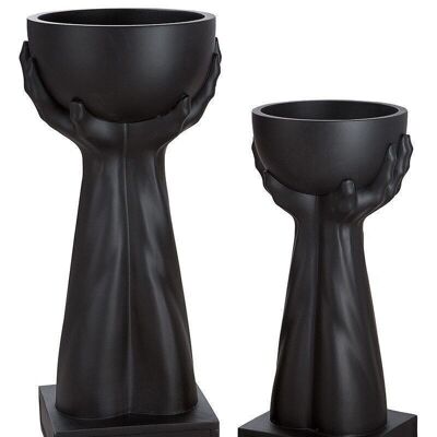 Macetero "Hands" negro mate H.85cm46