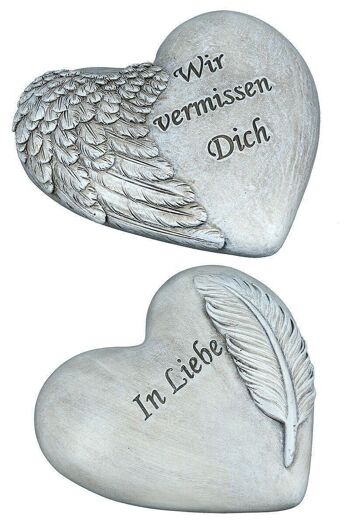 Coeur commémoratif en poly avec aile+plume VE 8 so76 1