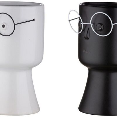 Keramik Vase"Face"mit Brille VE 4 so183