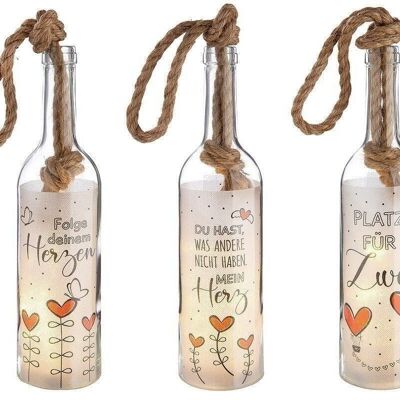 Glass 5-LED message in a bottle "Hearts" VE 18 so317