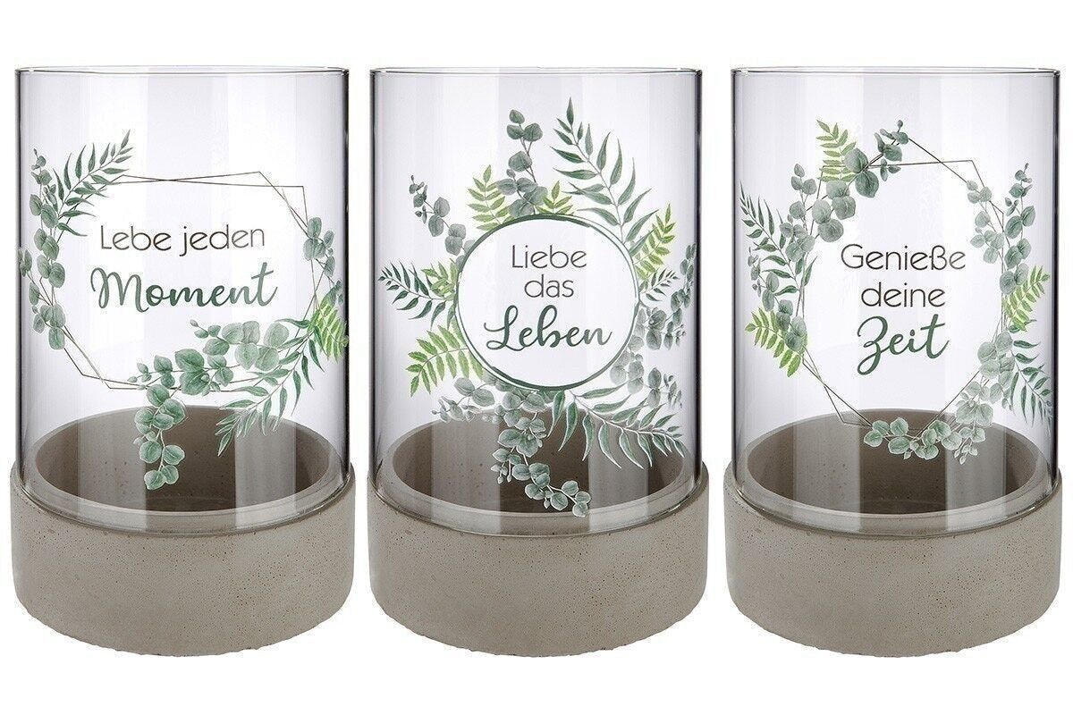 Zement Windlicht "Lebenswert" VE 3 so677