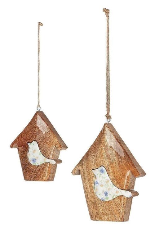 Holz Haus mit Vogel"Wildblumen" VE 8828