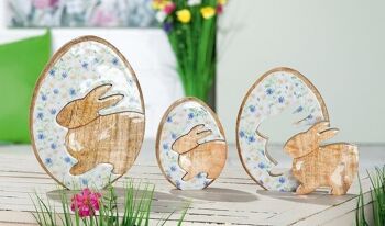 Oeuf en bois + lapin "Fleurs sauvages" VE 4836 1