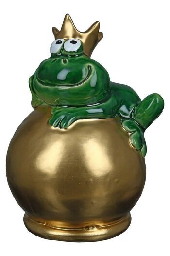 Figurine en céramique grenouille sur boule VE 6873 1