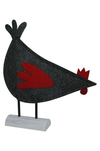 Poule en feutre "Bertha" sur socle en bois VE 6908 1