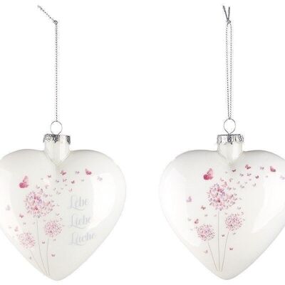 Glass box of 2 hearts dandelion VE 4 so1054