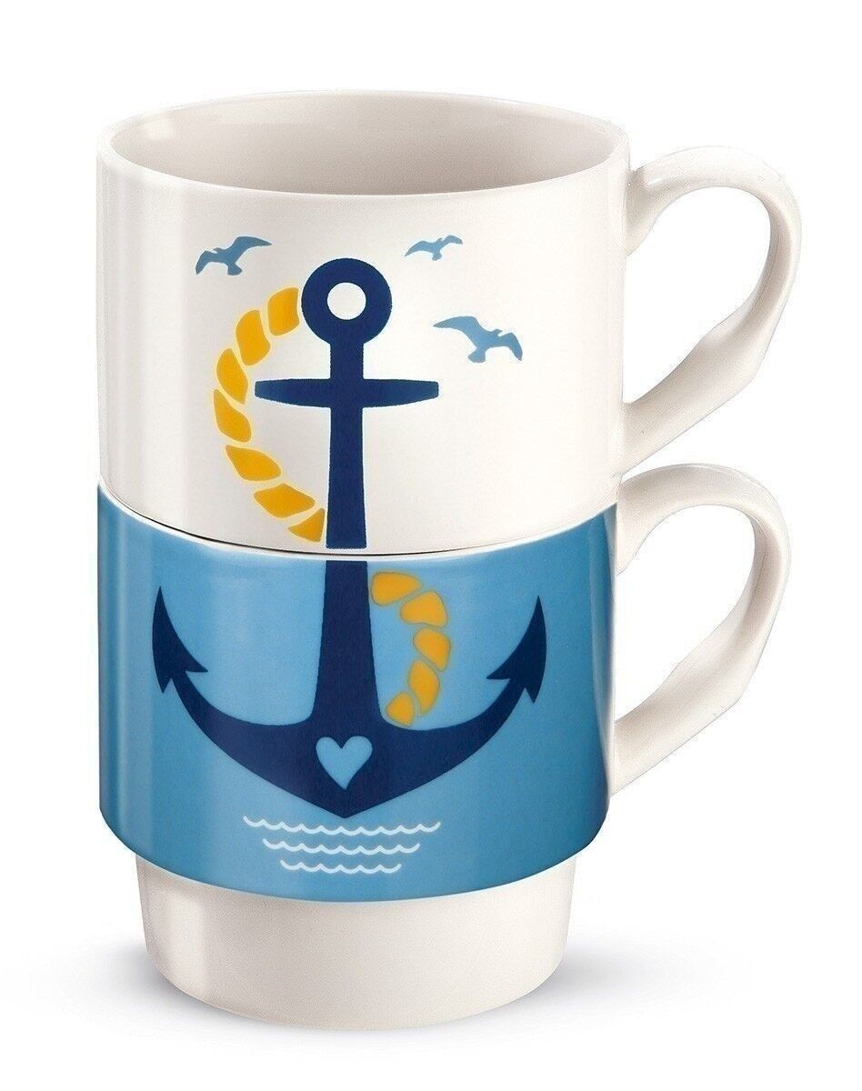 Porzell 2tlg.Stapeltasse "Anker" VE 61122