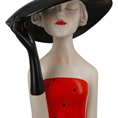 Poly Figur Lady m.schwarzem Hut 1256