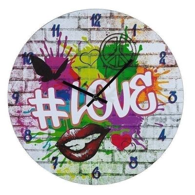 Horloge Murale MDF Street Art "Amour" VE 41322