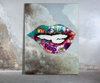 Tableau peinture street art "Kiss" 1362 2