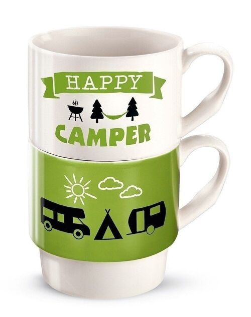 Porzell 2tlg.Stapeltasse "Camper" VE 61373