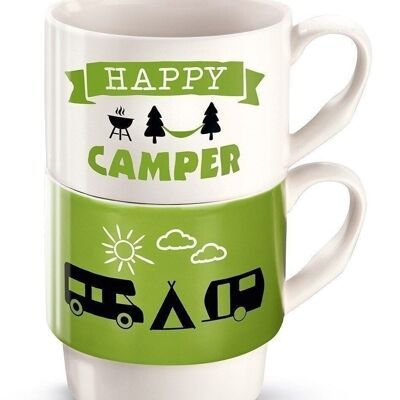 Porcelain 2-part stacking cup "Camper" VE 61373