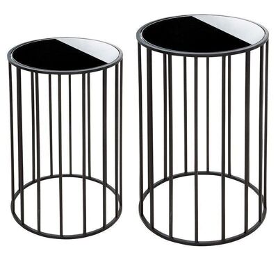 Metal glass set of 2 side tables "Straight" round1586