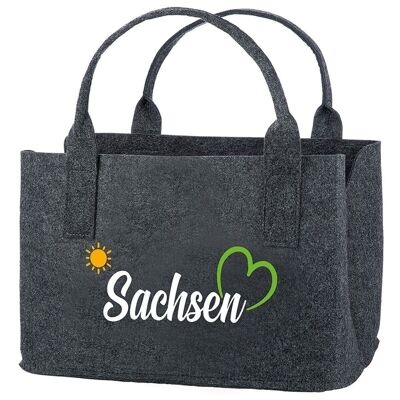 Felt bag "Saxony" with green heart VE 41825