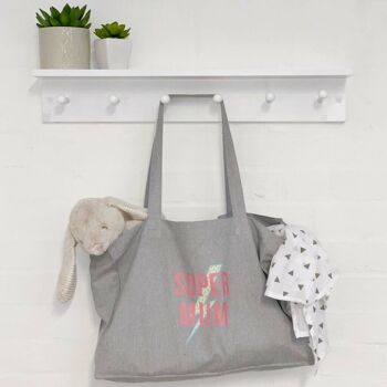 Sac fourre-tout gris super maman 1