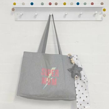 Sac fourre-tout gris super maman 3