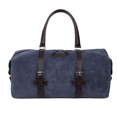 Sac en cuir cousu artisanal bleu (AC-TRAVEL-4080SER-AZUL-OR)