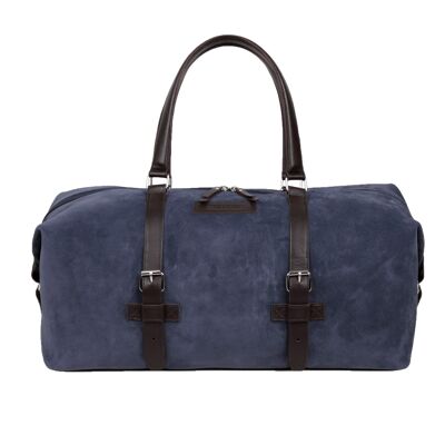 Blue artisan stitched leather bag (AC-TRAVEL-4080SER-AZUL-OR)