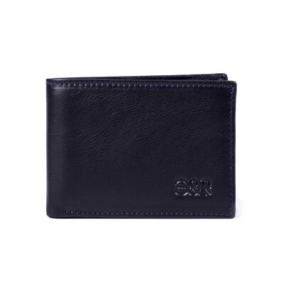 Black-blue leather wallet with RFID anti-theft system (AC-CATB384-NEGRO-AZUL)